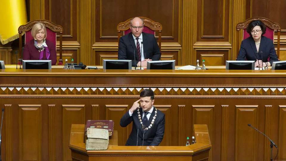 Andriy Parubiy (top center) at the presidential inauguration of Volodymyr Zelensky.
