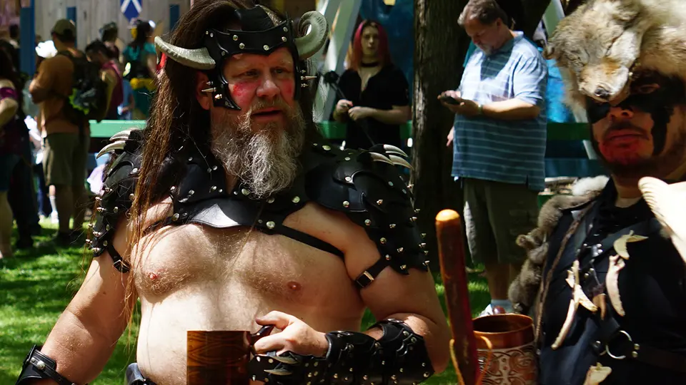 A costumed attendee at the Scarborough Renaissance Festival in 2022.