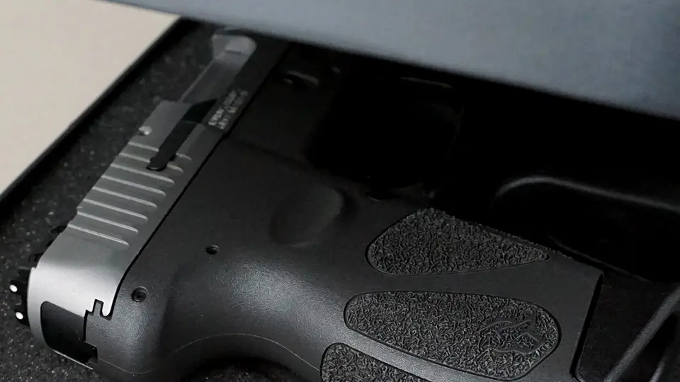Pistol in the gun safe | Not related to the case